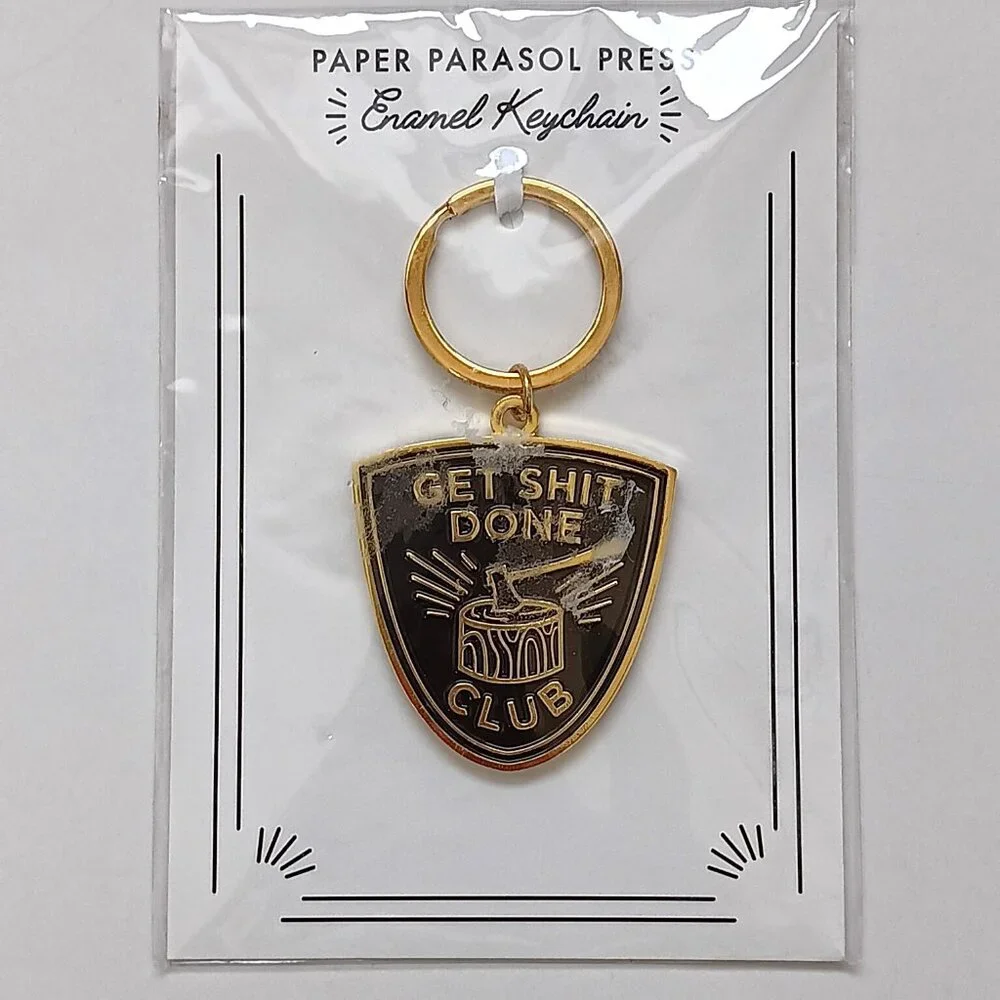 Paper Parasol Press Black/Gold Get Sh!t Done Club Enamel Keychain